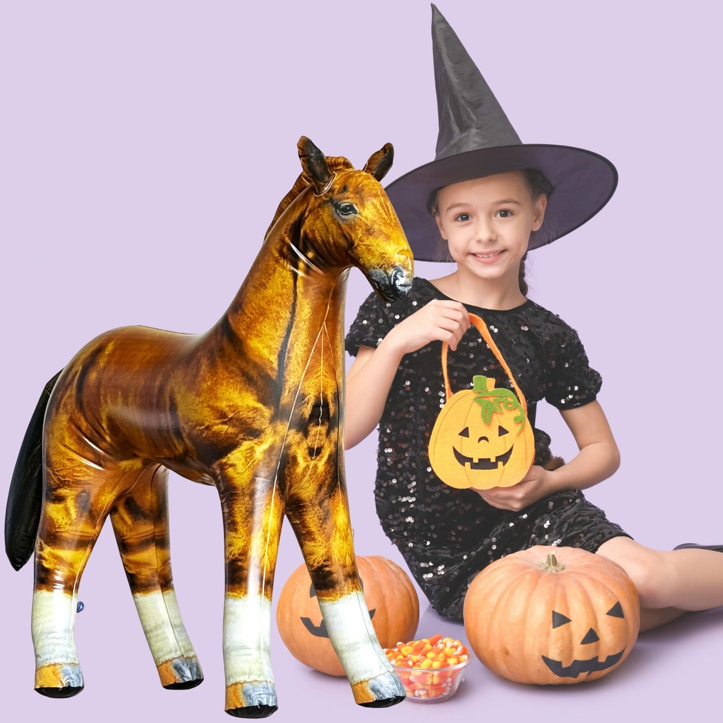 Jet Creations 38" L, Inflatable Horse Toys, Golden Brown Blow-Up Horse Toy Figure for Decoration or Play, Livestock Theme Party, Birthday, VBS, Photo
