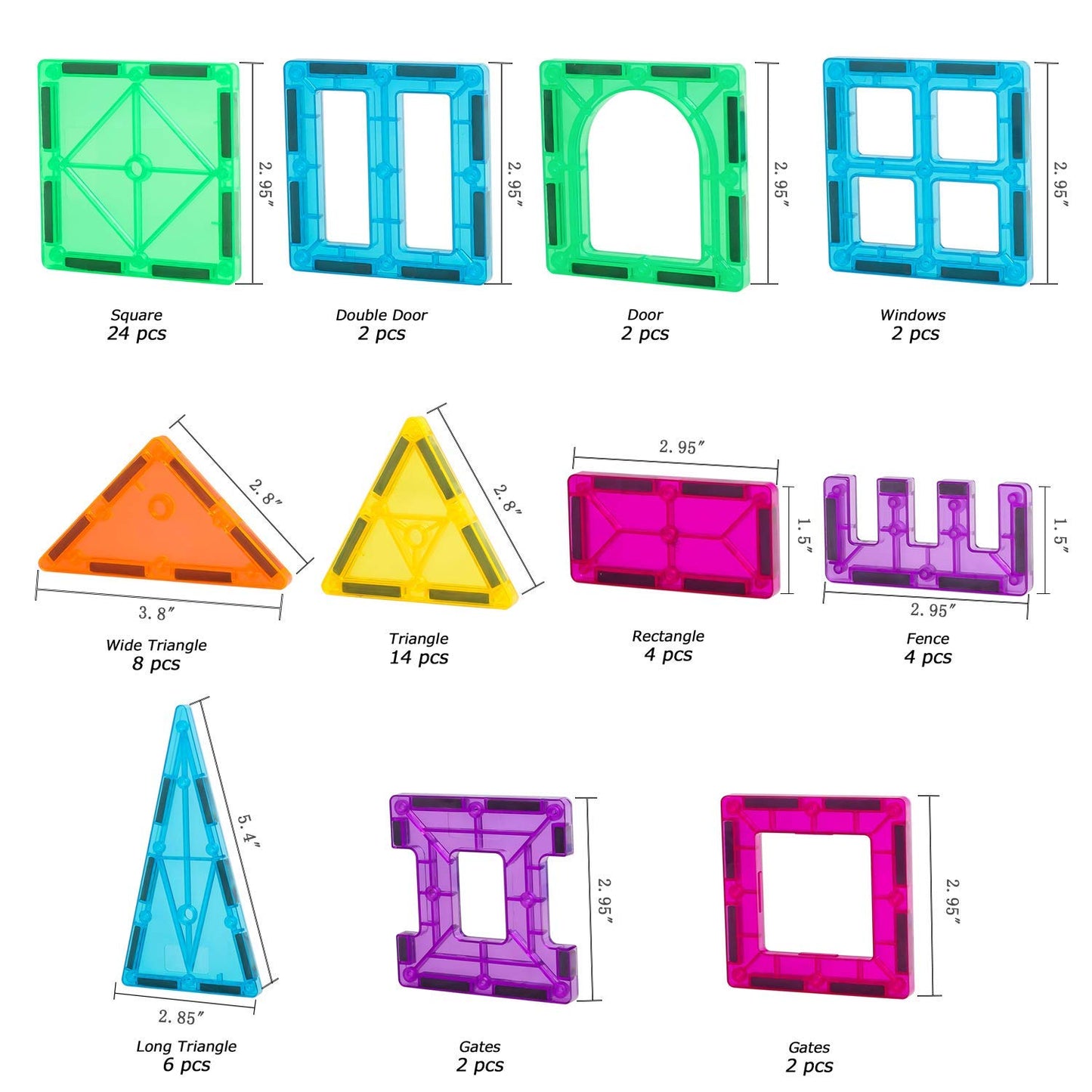 NEOFORMERS STEM Magnetic Tiles 70PCS Educational Toys for Kids Ages 3-8, Montessori Sensory Magnet Blocks for Toddlers, Classroom & Home Construction