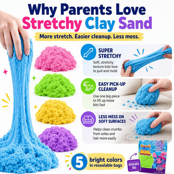 Carolart Stretchy Sensory Sand, Soft Cloud Sand, Play Sand Refill for Kids
