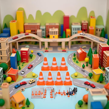 14Pcs Miniature Traffic Cones for Dollhouse, Plastic Road Sign Educational Construction Model
