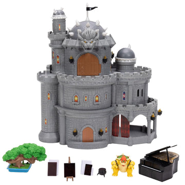 The Super Mario Galaxy Movie - 12" Deluxe Three-Story Bowser Castle Playset with 1.5” Bowser Figure, Piano, Bonsai Tree, Heat-Activated Paintings