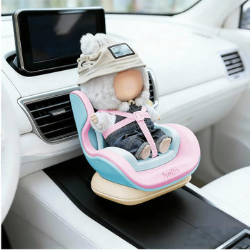 Doll Car Seat for 17cm Dolls, Cute Toy Car Seat with Clip and Removable Magnetic Base Stand, Car Interior Decor for Doll Toy Ornament Display (Blue
