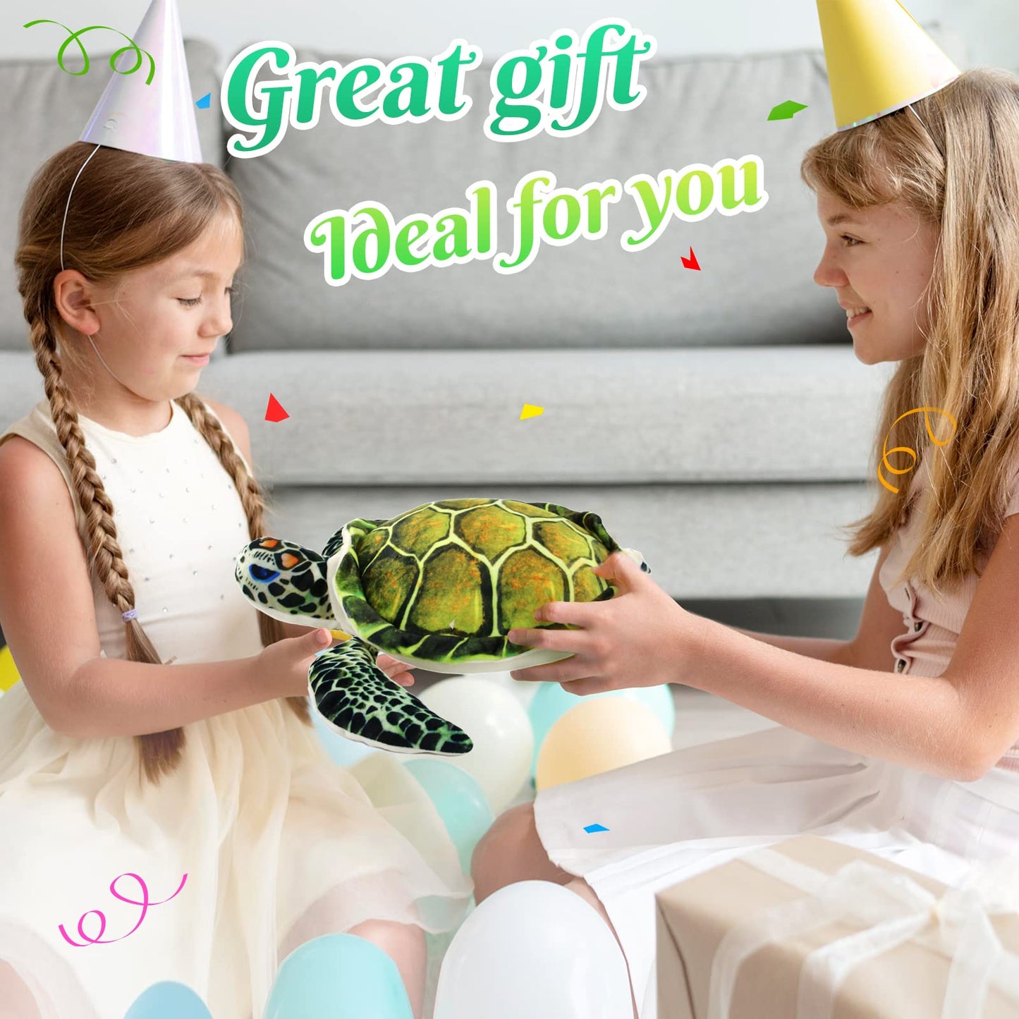 Athoinsu Realistic Stuffed Animal Sea Turtle Soft Plush Toy Ocean Life Tortoise Throw Pillow Birthday Plushie Gifts for Toddler Kids Boys and Girls