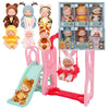 Xadothat 6 Pcs Mini Baby Dolls Set 4 Inch Small Baby Dolls with Animal Clothes and Slide Swing Toys (Dolls C)