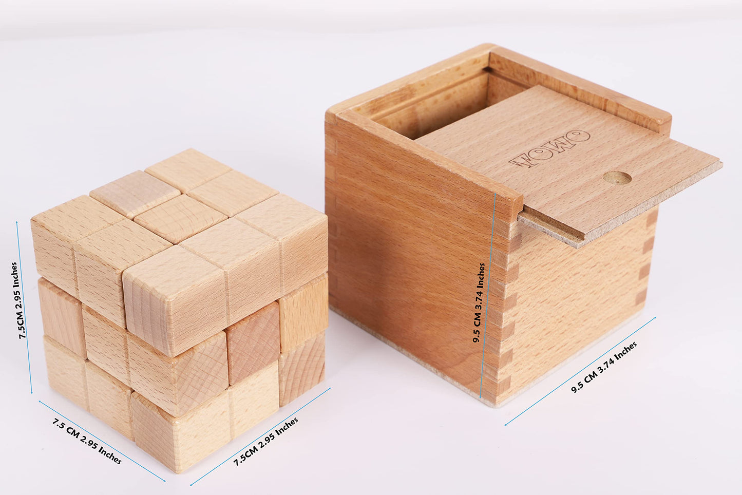 TOWO Large Wooden Soma Cube Puzzle, IQ Logic Brain Teaser Toy
