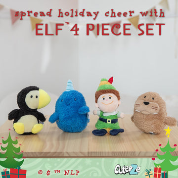Kids Preferred Elf 4 Pc Cuteeze Plush Set - Buddy, Arctic Puffin, Mr. Narwhal, and Baby Walrus - Stuffed Animals for Toddler Boys & Girls, 6 Inches