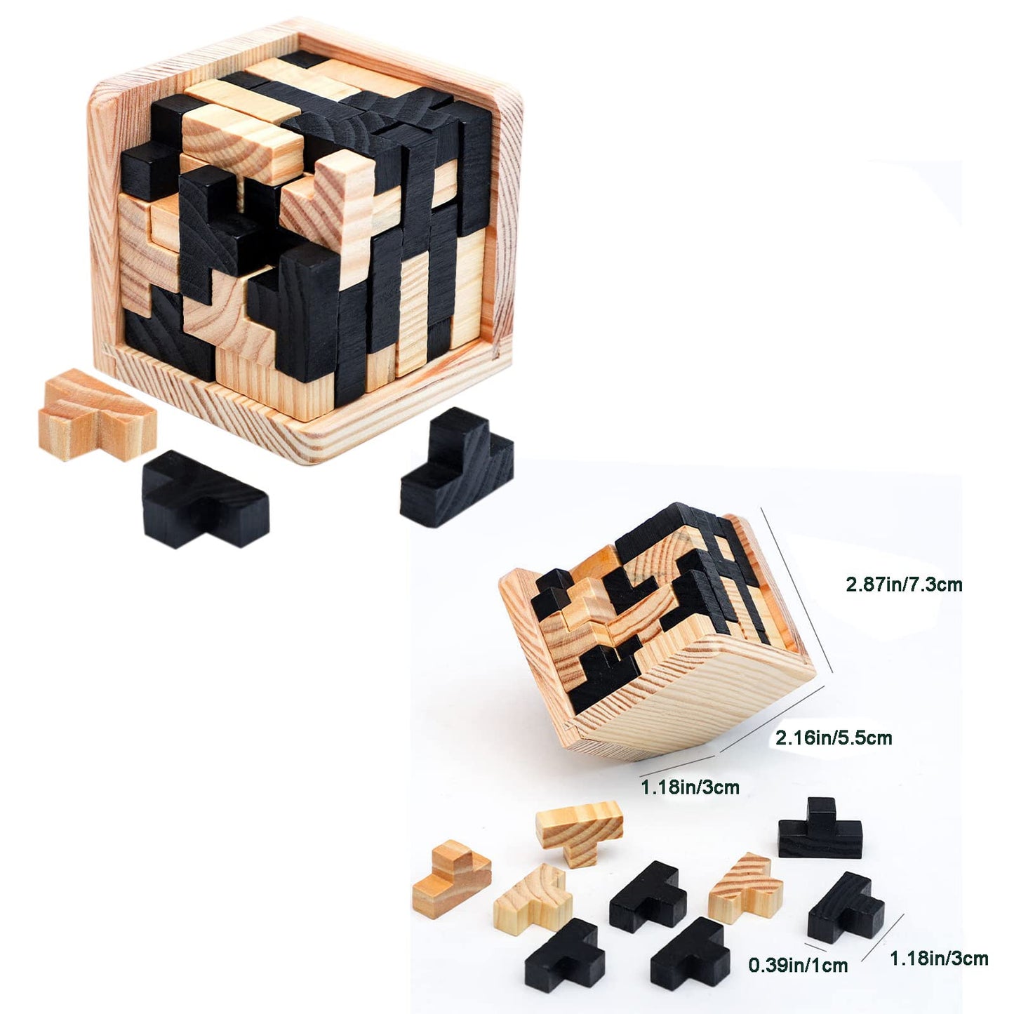 Arlai 12 pcs Wooden Brain Teaser Puzzle and Metal 3D Unlock Interlocking Jigsaw Educational Toy for Kids and Adults Brain Games Durable Easy