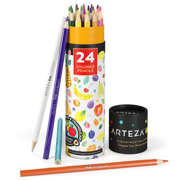 ARTEZA Scented Colored Pencils, 24 Triangle Pre-Sharpened Pencils, for Drawing, Coloring