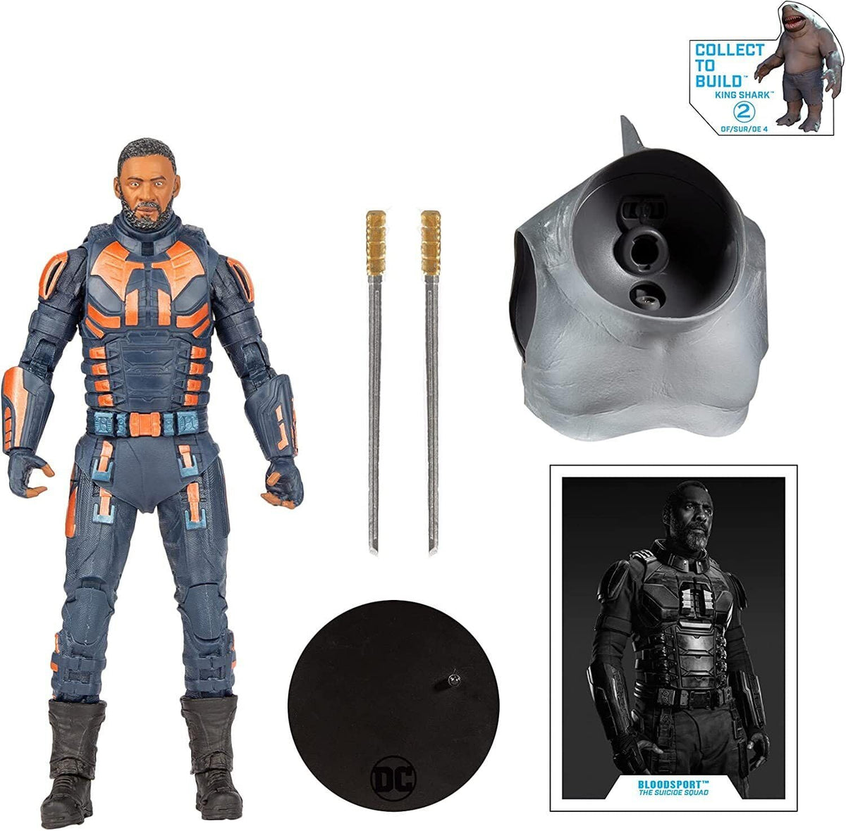 McFarlane 15447-4 Toys DC Build-A 7in Figure3s WV5-Suicide Squad Movie-Bloodsport (Unmasked), Multicolour