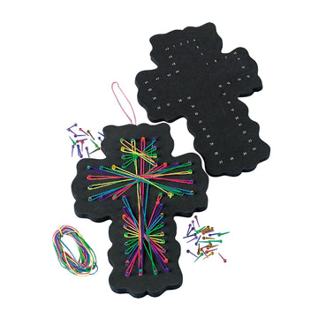 Fun Express String Art Craft Kit Faith for Girls Ages 8-12 - Makes 12 Cross Projects | Religious DIY Arts Crafts for Kids Perfect Birthday Gifts