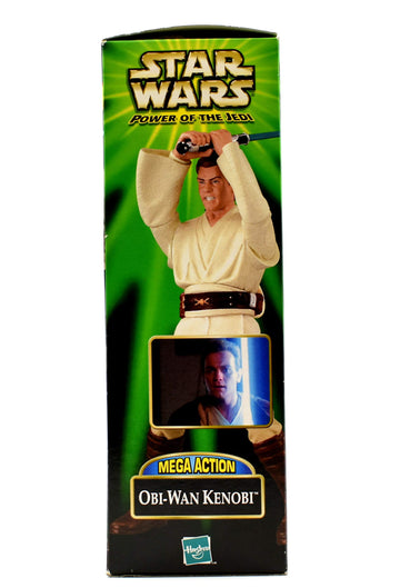 Star Wars 2000 - Hasbro Power of The Jedi - Mega Action - OBI-Wan Kenobi - 6 Inch Action Figure - Battel Moves Lightsaber - New - Out of Production -