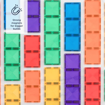 CONNETIX Magnetic Tiles Rainbow Rectangle Pack, 18 Pieces