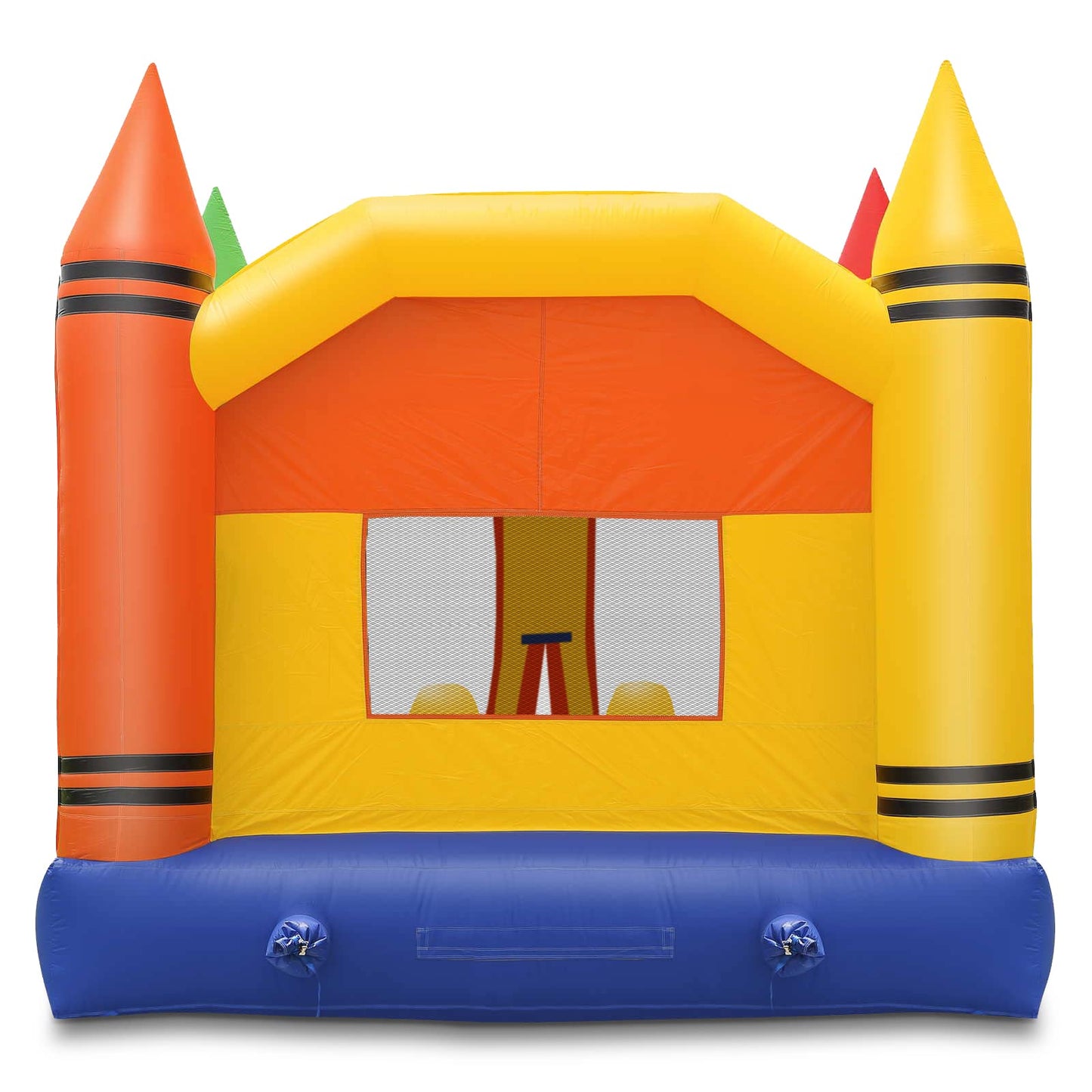 Cloud 9 Commercial Grade Crayon Castle Bounce House with Built-in Roof and Emergency Escape Hatch for Safety - 100% PVC 17' x 13' Bouncer - Inflatable