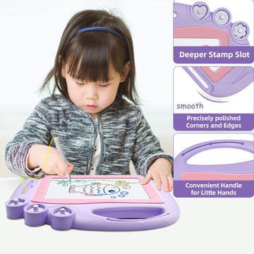 AiTuiTui Magnetic Drawing Board Toddler Toys for Girls Gifts, Erasable Sketch Writing Doodle Pad Travel Games for Kids in Car, Early Education