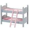 Olivia's Little World 18 in. Doll Wooden Convertible Bunk Bed Stacked on Top or Unstacked as Two Single Beds, Gray with White Polka Dots and Pink