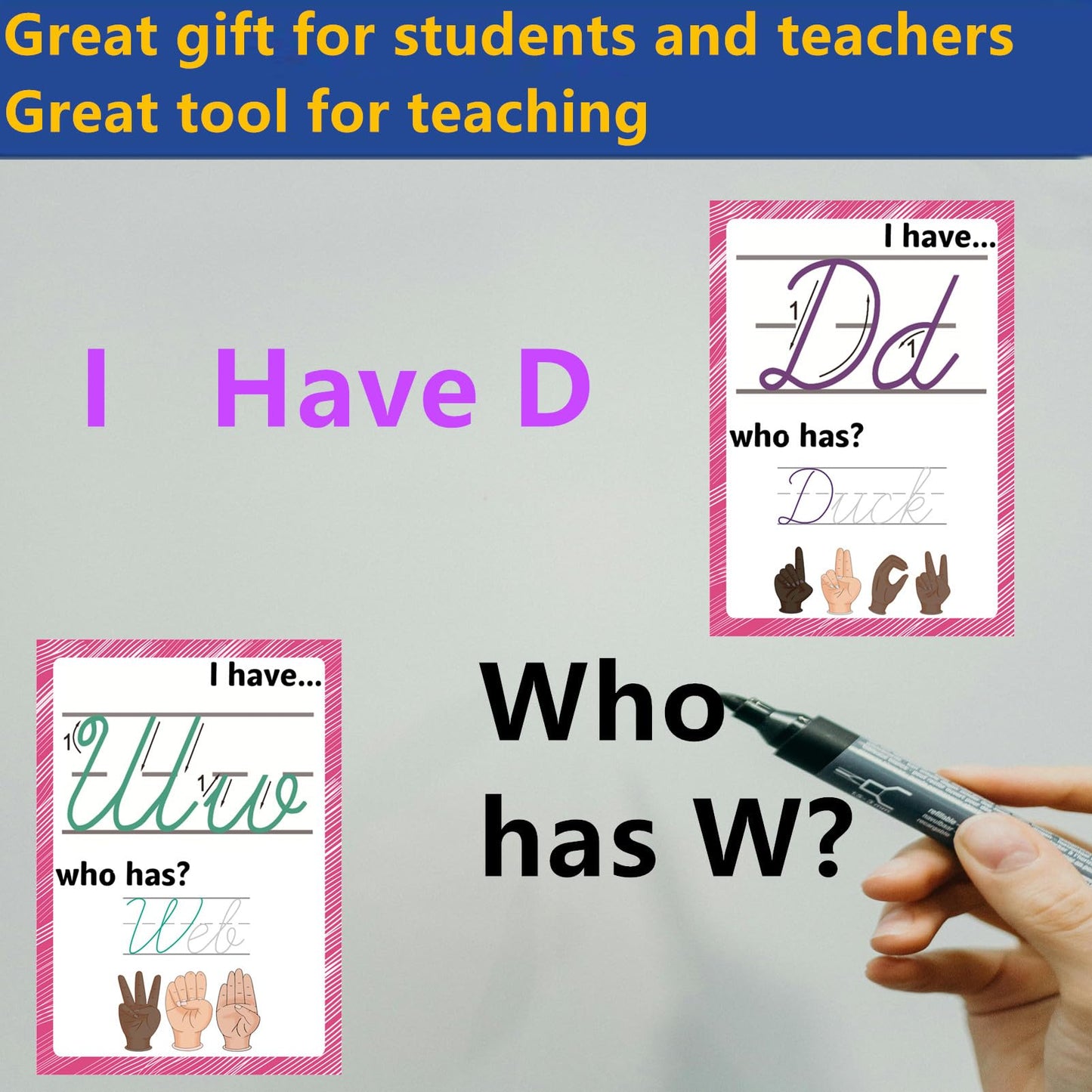 ASL Abc's Flash Cards for Toddlers, 36 Sign Language with Cursive,Numbers |Montessori ASL Bundle I Have... Who has? Game for Homeschool