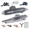 WASAiKA WASK Aircraft Carrier Toy and Submarine Toy Naval Ship with Launching Small Scale Model Fighter Jet Toy and Torpedoes, Ideal Gift Army Toys