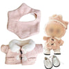 Compatible with Labubu - Fits 38cm Art Elegant Wool Blend Winter Outfit Set-Includes Fur-Trimmed Coat, 6-Panel Beret & Lace-Up Boots (Blush Pink)