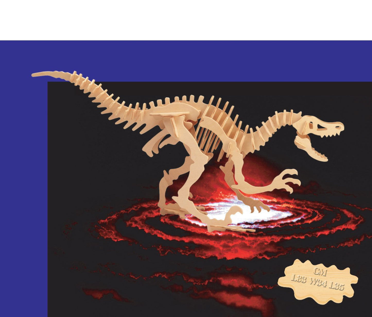 Puzzled 3D Puzzle Big Velociraptor Dinosaur Wood Craft Construction Kit Unique & Educational DIY Wooden Dino Toy Assemble Model Unfinished Craft Hobby