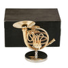 Dselvgvu Miniature French Horn with Stand and Case Brass Mini Musical Instrument French Horn Replica Collectible Figurines Dollhouse Accessories Model