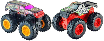 Monster Trucks Dueling Doubles Toadal Terror and Splatter Time - Each Truck Measures 5"x3.25"x4.25" - Revving Wheels!