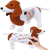 ZJoey Blank Dachshund with Graduation Cap Toys Autograph Stuffed Dog Class of 2026 Graduated Plush Stuffed Teddy Animal Dog for Graduation Day