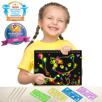 ZMLM Scratch Paper Art Craft: 2 Pack Rainbow Scratch Notebooks Crafts for Kids Ages 4-8 Year Old Girl Birthday Gift Games for Kids Arts Kits School