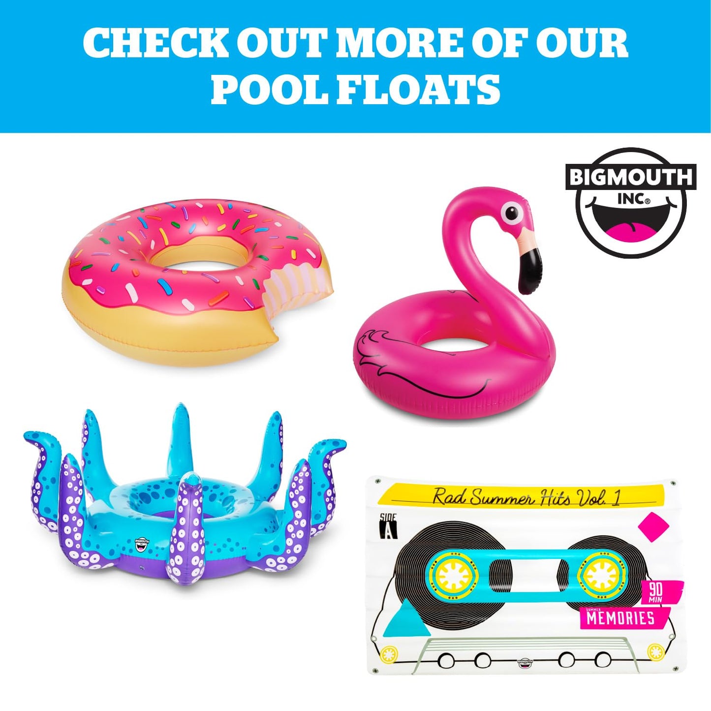 BigMouth Inc. Happy Unicorn Pool Float, Large 4' Wide Inflatable Floatie Tube, Blow Up Swim Ring, Fun Outdoor Summer Pool Party Water Toy