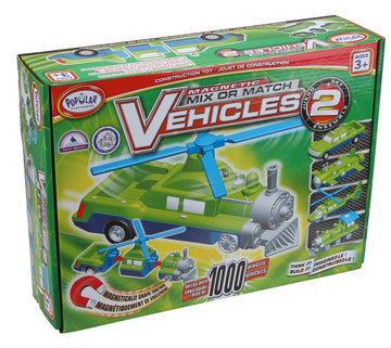 POPULAR PLAYTHINGS Magnetic Vehicles for Toddlers 1-3, Mix or Match Car Toys, Set of 4 Gift for Kids - Vehicles 2