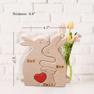 Personalized Wood Puzzles with Family Names Custom Wooden Animal Ornament for Home Decor Gifts for Mom Dad Grandparents Birthday Mother's Day