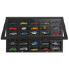 Americanflat 11x18 Toy Car Display Case - Holds up to 30 Cars - Model Car Displays with Removable Shelves and Shatter-Resistant Glass - Wall Mounted