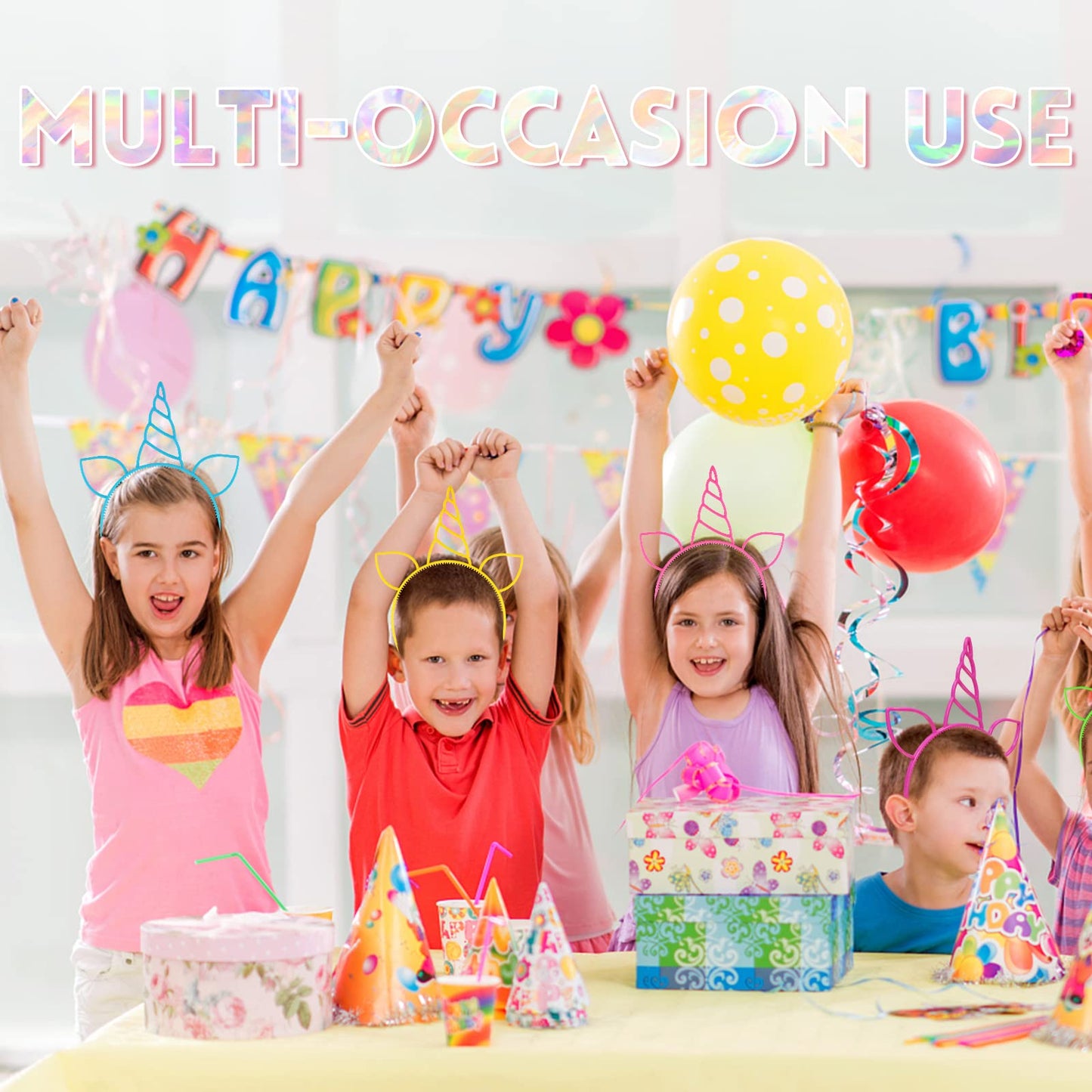Zddaoole 24 Pcs Unicorn Headbands Unicorn Birthday Party Favors,Plastic Hairbands for Girls,Headware Accessories for Party Supplies Gift,Teens