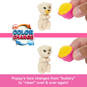 Barbie Doll & Playset with 2 Toy Dog Figures & 10+ Accessories, Puppy Slumber Party with Color-Change Feature, Sleeping Bag, Eye Masks & More