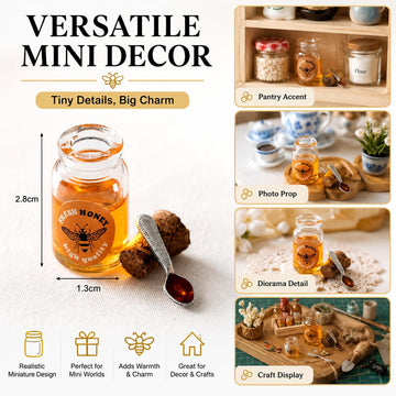 Miniature Dollhouse Kitchen Accessories and Furniture Set, Resin Jam Milk Honey Set with Spoon, Tableware Set Dollhouse Dishes?Decorative Scene?1/12