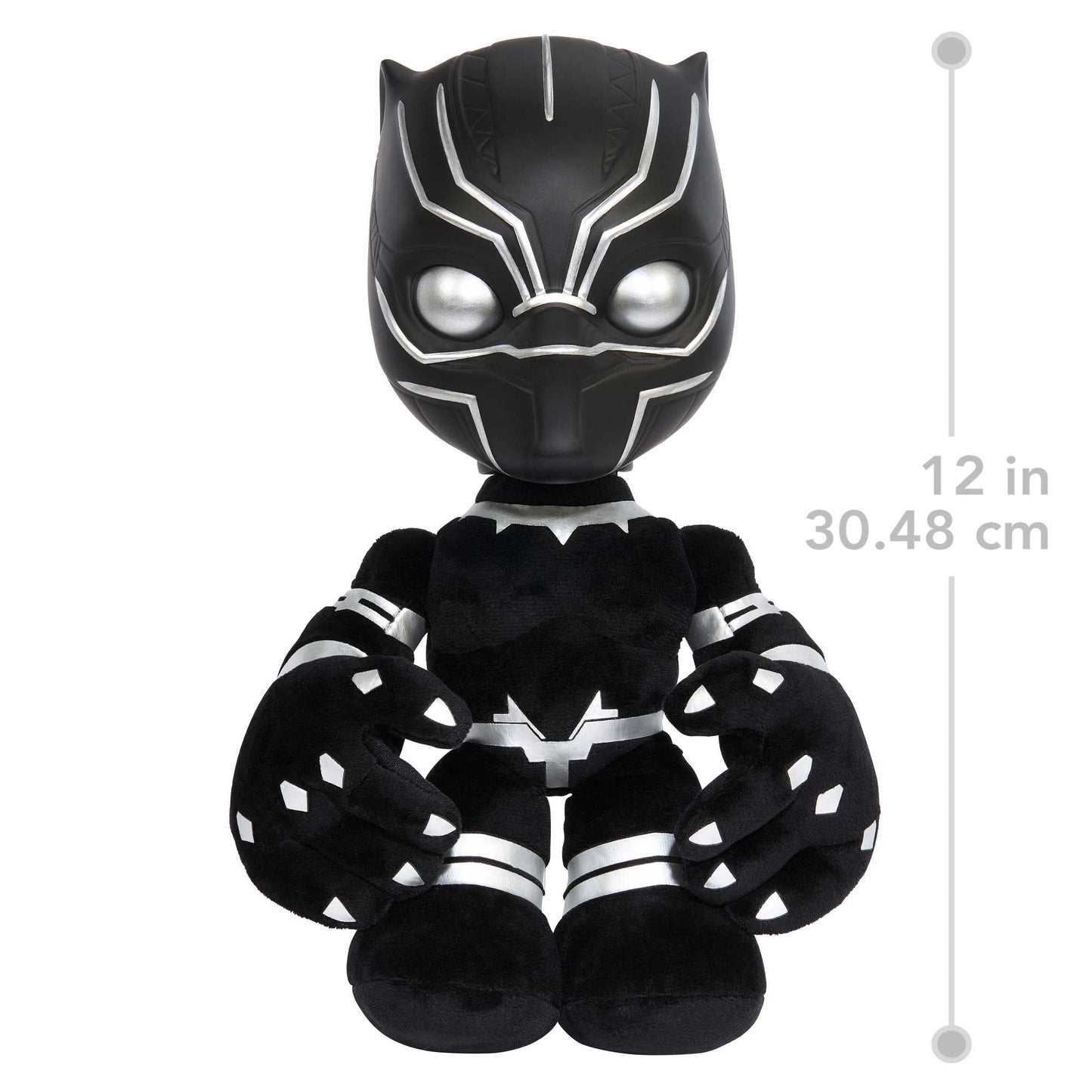 Mattel Marvel Black Panther Plush 11-inch Figure, Heart of Wakanda T'Challa with Soft Body Plus Lights and Sounds