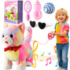 Colorful Leash Walking Cat for Girls Set Toy Interactive Talking Singing Cat Kids Remote Control Walking Kitten Dancing Kitten Mimicking Robotic Kitty