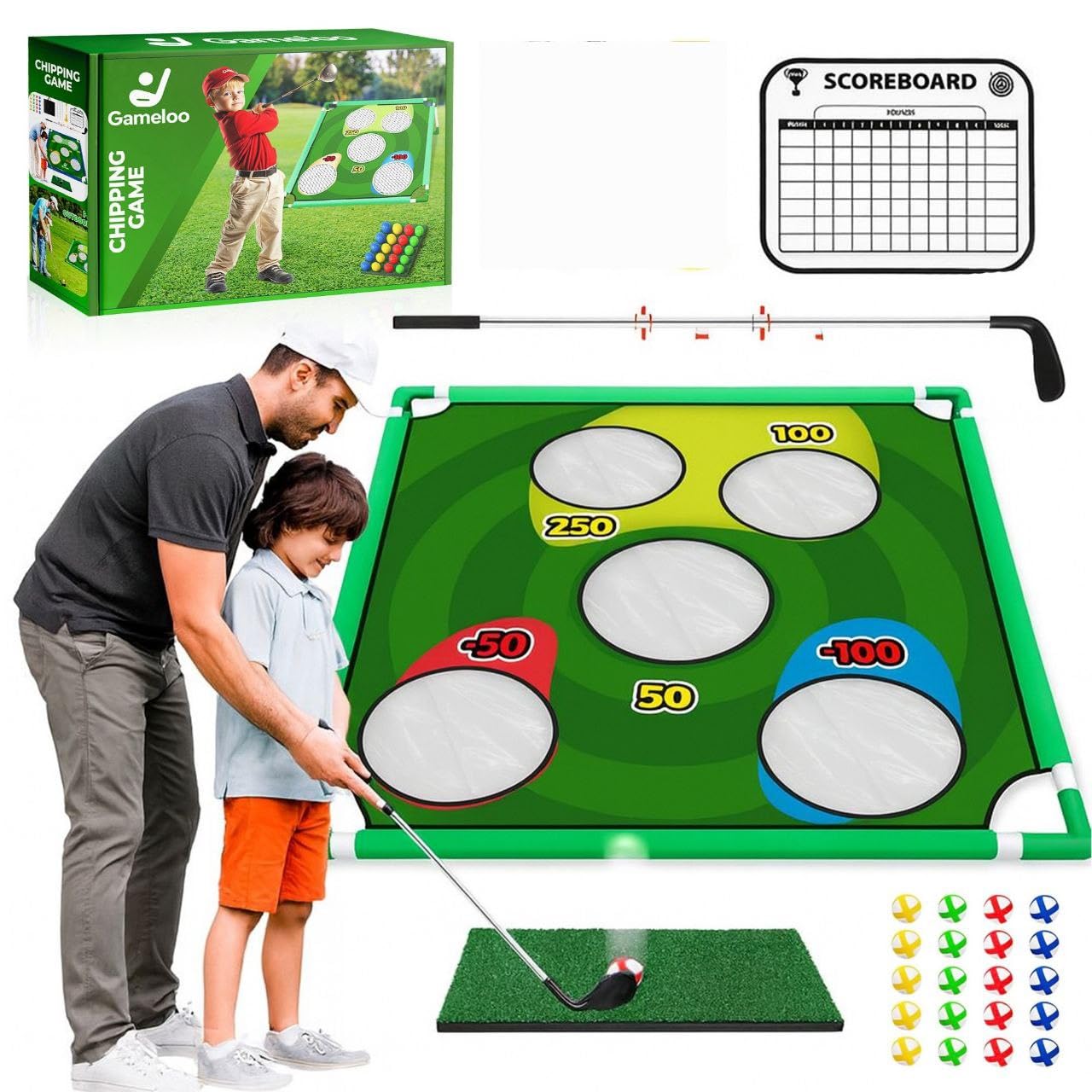 Gameloo Golf Gift for Men - Portable Backyard Golf Chipping Game for Family, Indoor & Outdoor Lawn Game with Carry Bag, Fun Party Game, Father's Day
