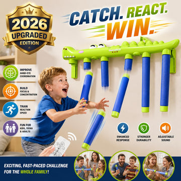 HomiePop Catching Sticks Game for Kids & Adults, Reflex Challenge Game with Remote Control, Hand Eye Coordination Training Toy, 3 Speed Levels, Family