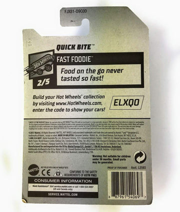 Hot Wheels 2018 50th Anniversary Fast Foodie Quick Bite (Food Truck) 93/365, White