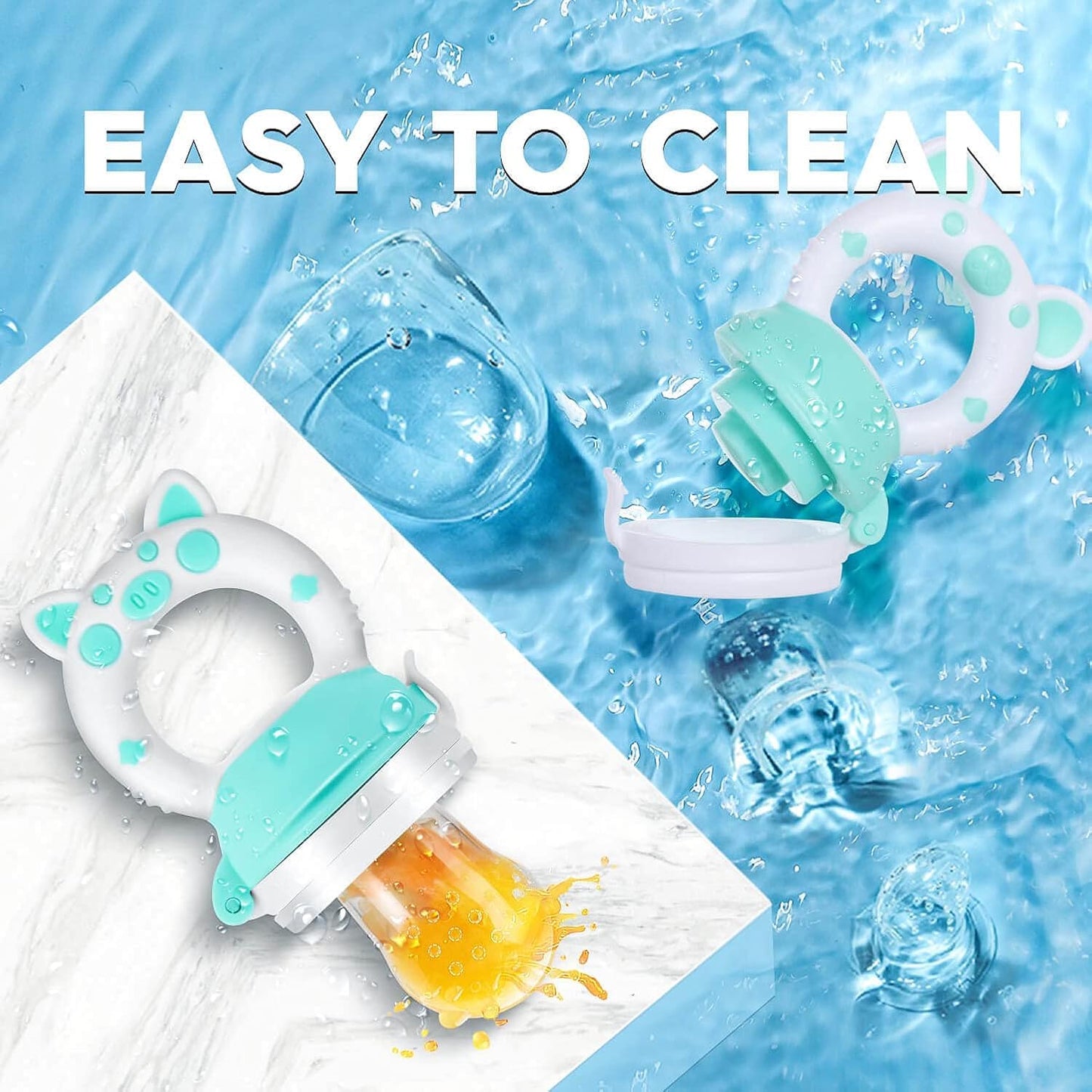 Baby Fruit Food Feeder Pacifier - Fresh Teething Pacifiers, Infant Fruit Teething Teether Toy for 3-24 Months, 6 Pcs Silicone Pouches for Toddlers