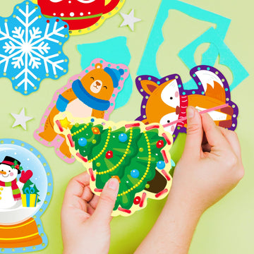 Winter Animal Lacing Cards For Kids 12 Packs Double Sided Sewing Kits Christmas Sewing Cards Educational & Learning Activities Fine Motor Skill