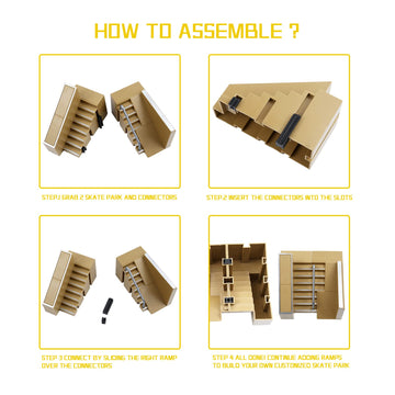 ideallife Skate Park Kit, Bigger Skate Park Kit Ramp Parts for Finger Skateboard Fingerboard Ramp Skate Park Kit Part Training Props with 3 Finger