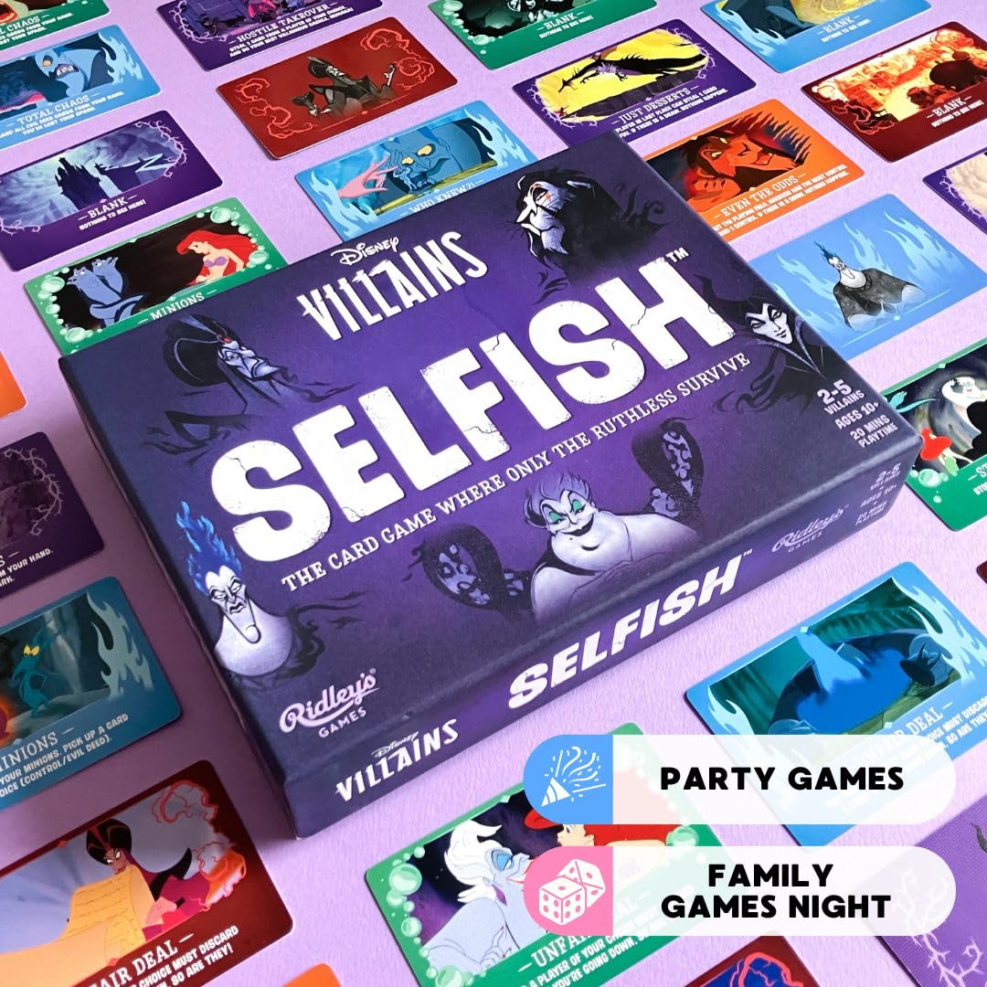 Selfish: Disney Villains | The Card Game Where Only The Ruthless Survive |Play as Your Favorite Disney Villain| Make it to The End First to Win |Ages