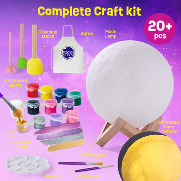 LAOESE Paint Your Own Moon Lamp Kit, Cool Gifts DIY 3D Moon Night Light, Arts and Crafts for Kids Ages 8-12, Space Art Supplies Craft Kits, Girls Boys