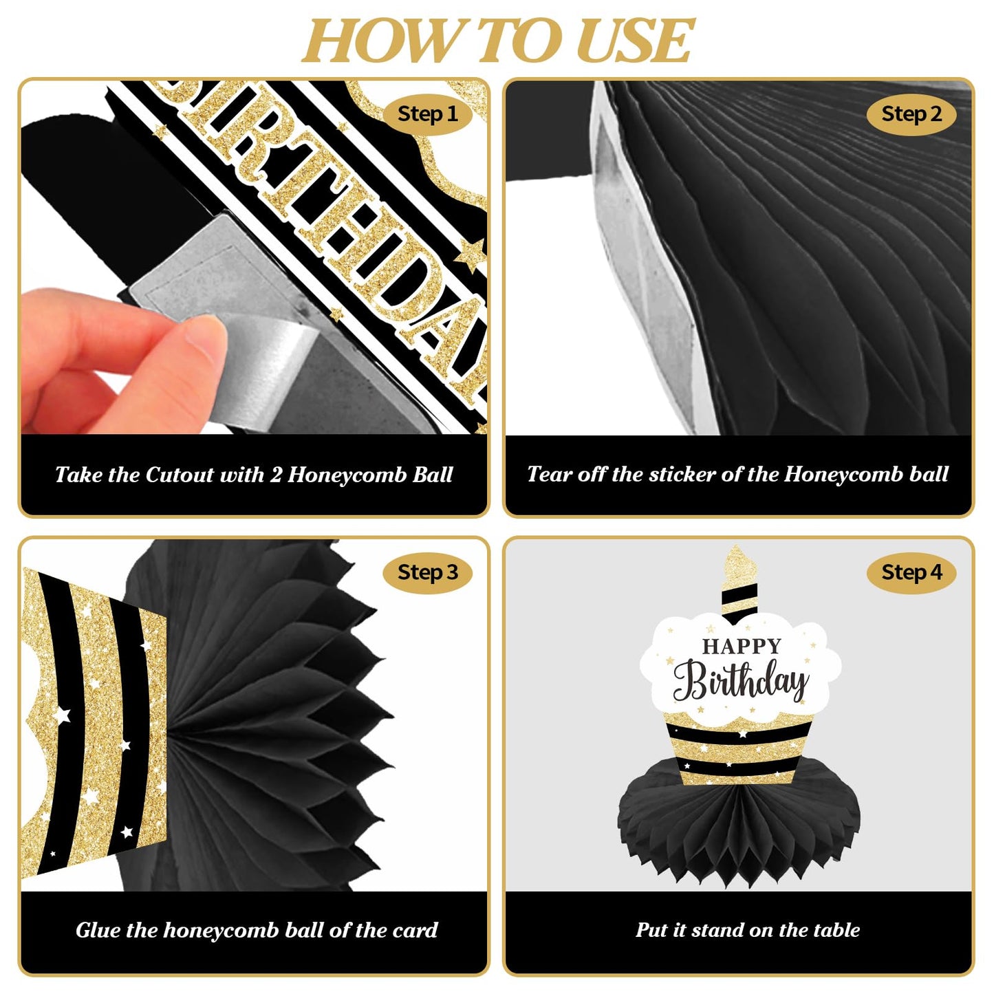 Happy 85th Birthday Honeycomb Centerpieces 8 Pieces Black Gold Theme 85th Birthday Tables Decorations Cheers to 85 Years Centerpieces for Men Girls
