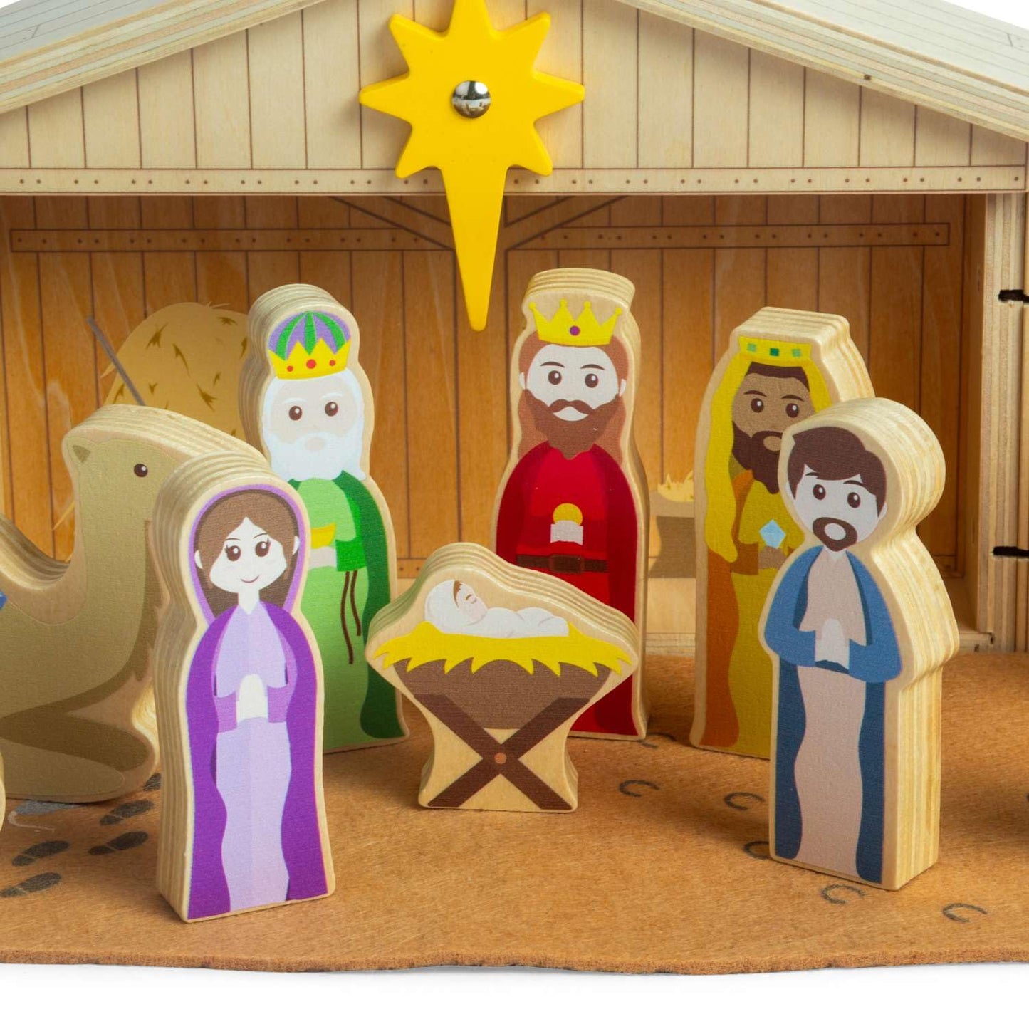 Bigjigs Toys Nativity Set - 13 Piece Traditional Wooden Nativity Scene Role Play Sets for Toddlers & Kids, Early Learning Christmas Decoration, Kids