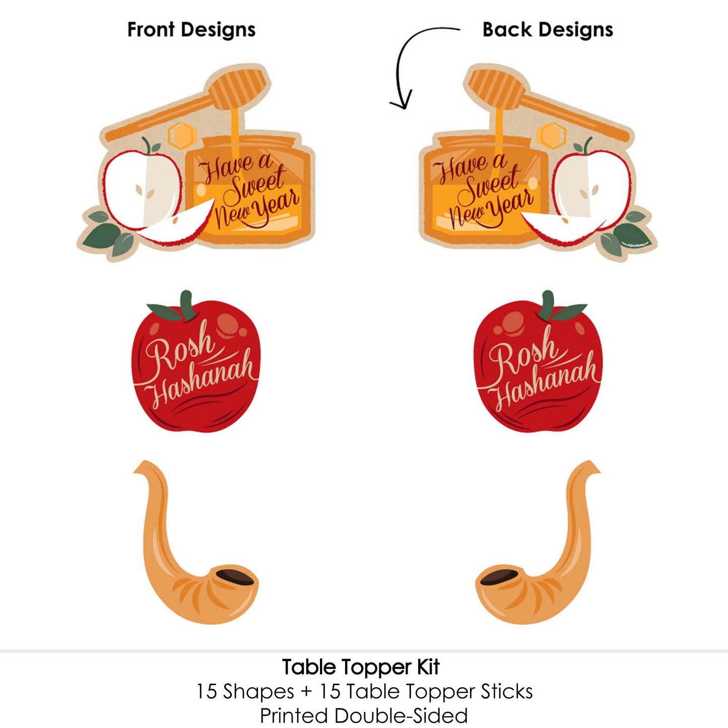 Big Dot of Happiness Rosh Hashanah - Jewish New Year Centerpiece Sticks - Table Toppers - Set of 15
