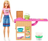 Barbie Noodle Bar Playset with Blonde Doll, Workstation, 2 White and Green Dough Containers, 2 Bowls, Play Knife and 2 Pairs of Chopsticks for Ages 4