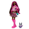 Barbie Extra Doll & Accessories with Pink-Streaked Brunette Hair in Graphic Hoodie & Plaid Skirt with Pet Panda