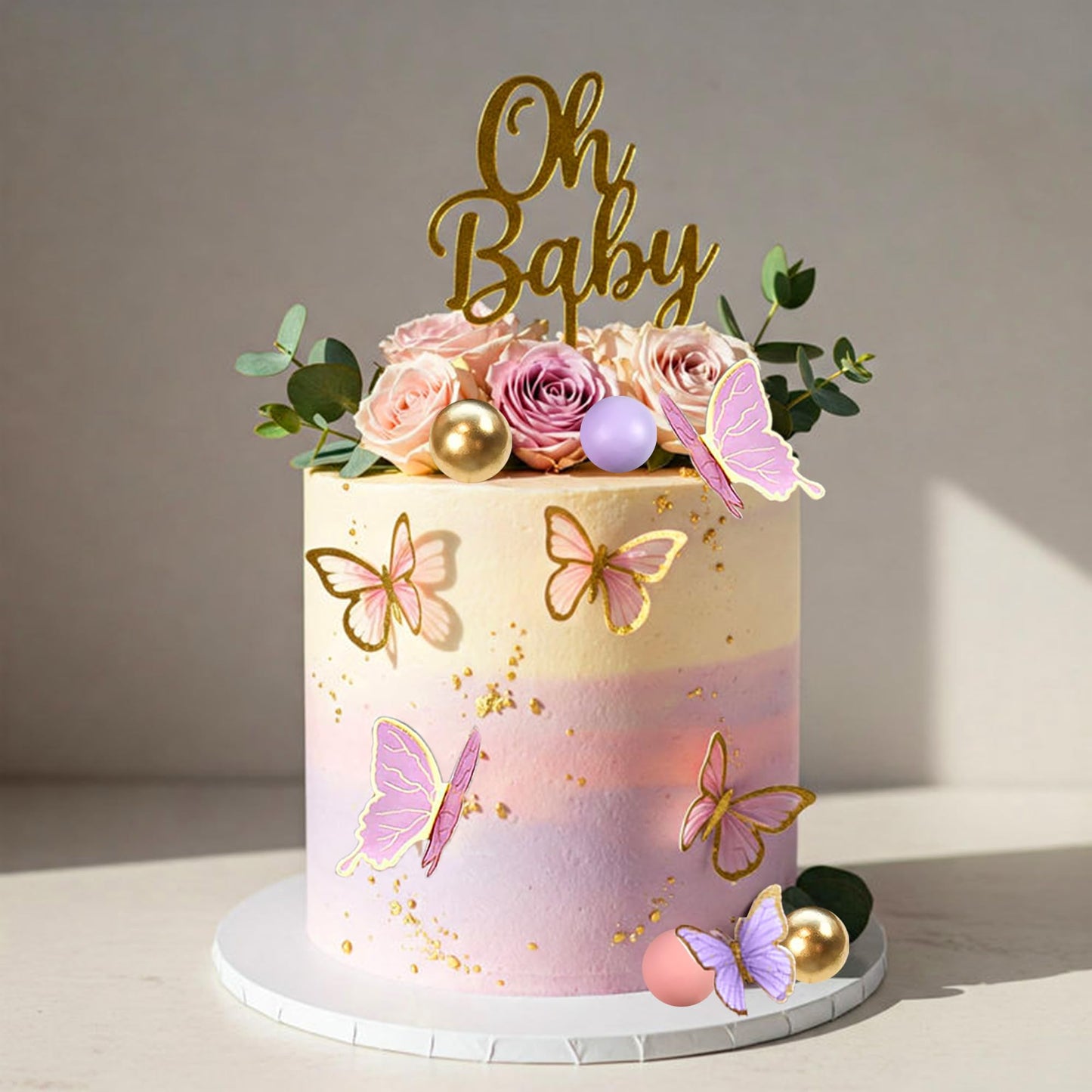 Oh Baby Cake Toppers Butterfly Cake Decorations for Celebrating Birthday